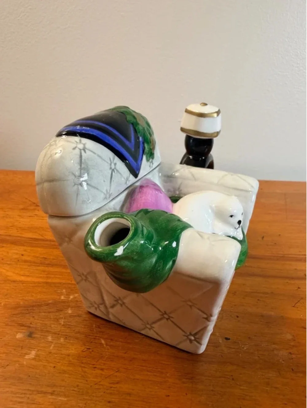 Vintage Ceramic Animal Armchair Teapot with Lid